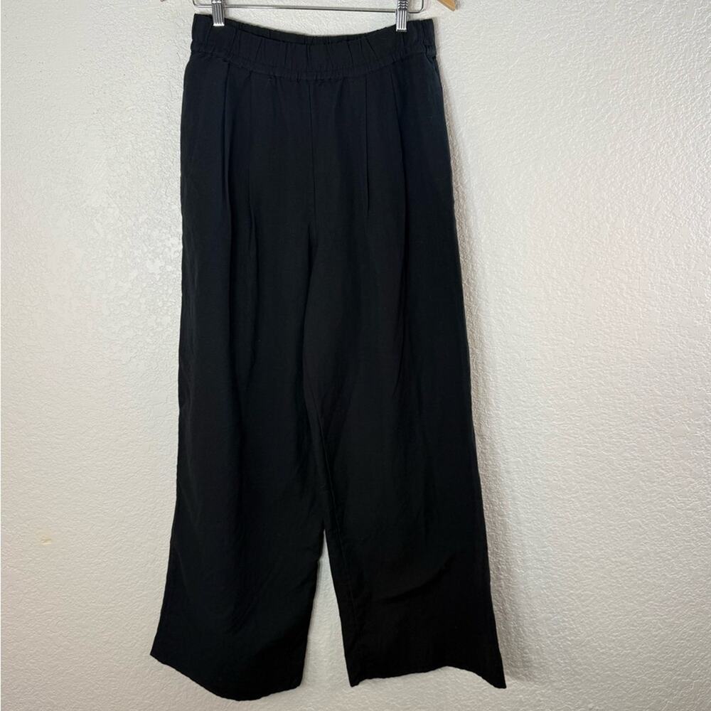 NWT L*Space Palma Pant Black Wide Leg Linen Blend Medium Resort Vacation Coastal